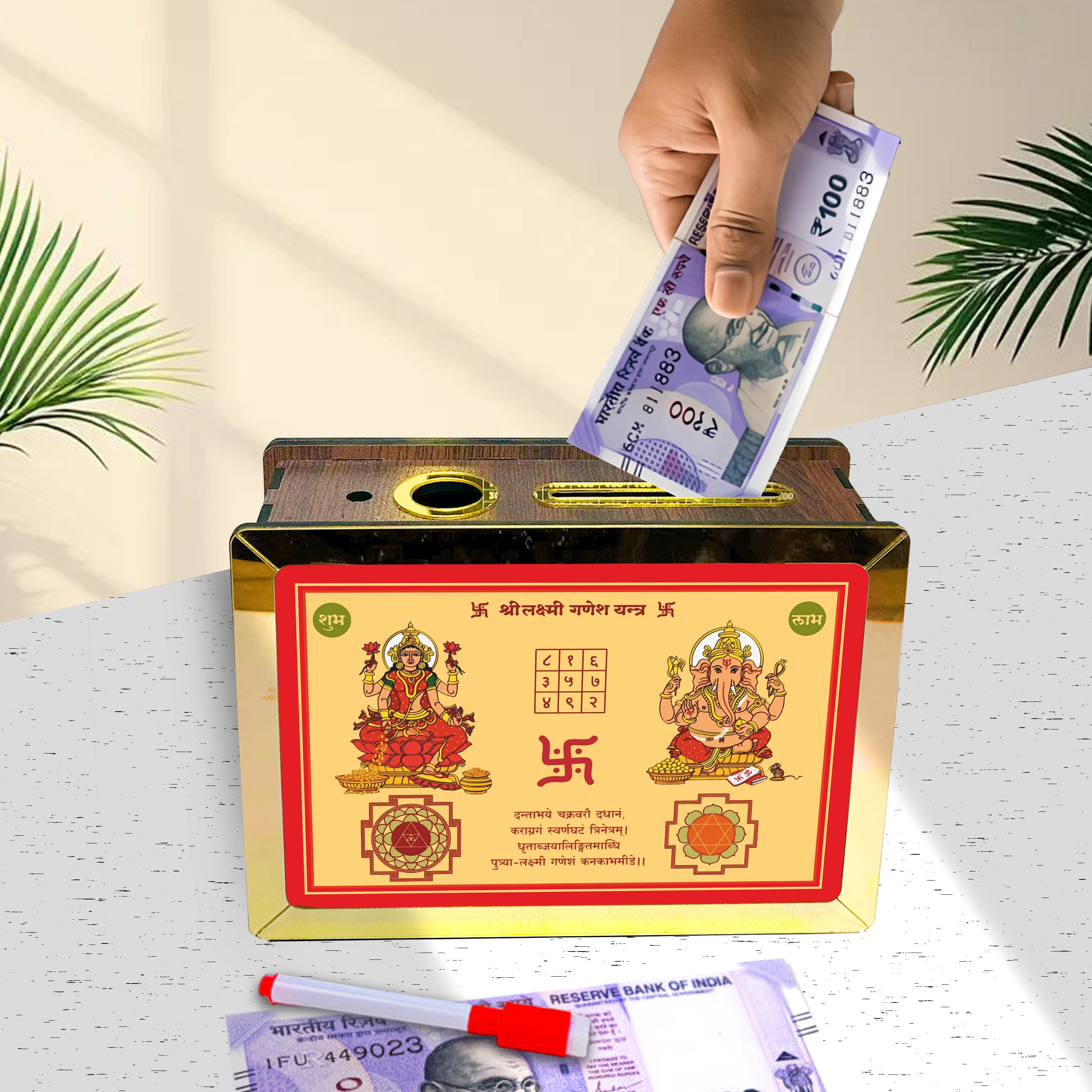 Laxmi Ganesh Wooden Piggy Bank Best for Diwali Gift| ASOBO