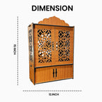 Premium Wooden Pooja Mandir for Home & Office With LED | Wall Mounted Temple with Carved Doors & Storage