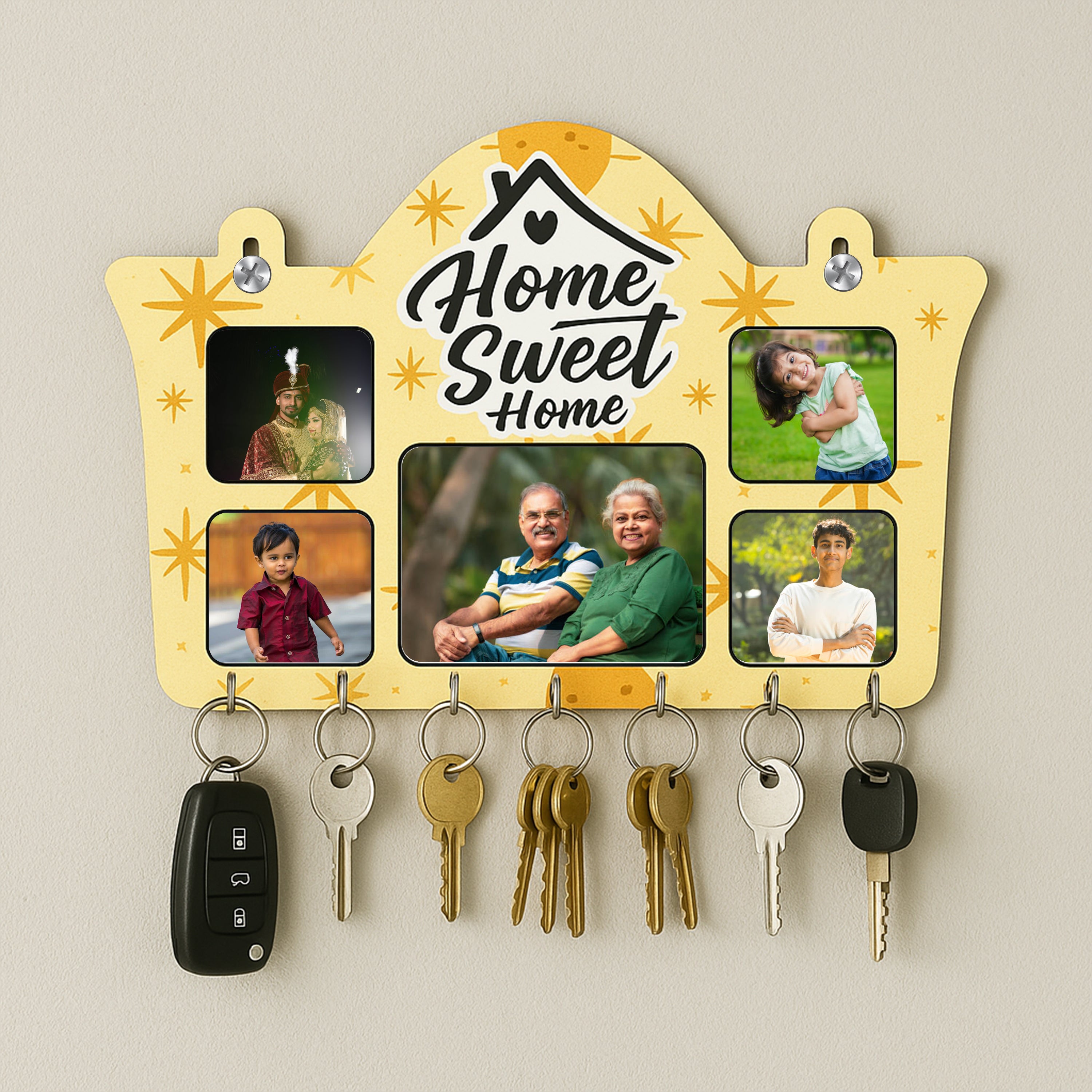Personalized Wall-Mounted Key Holder with Photo or Text Print | ASOBO