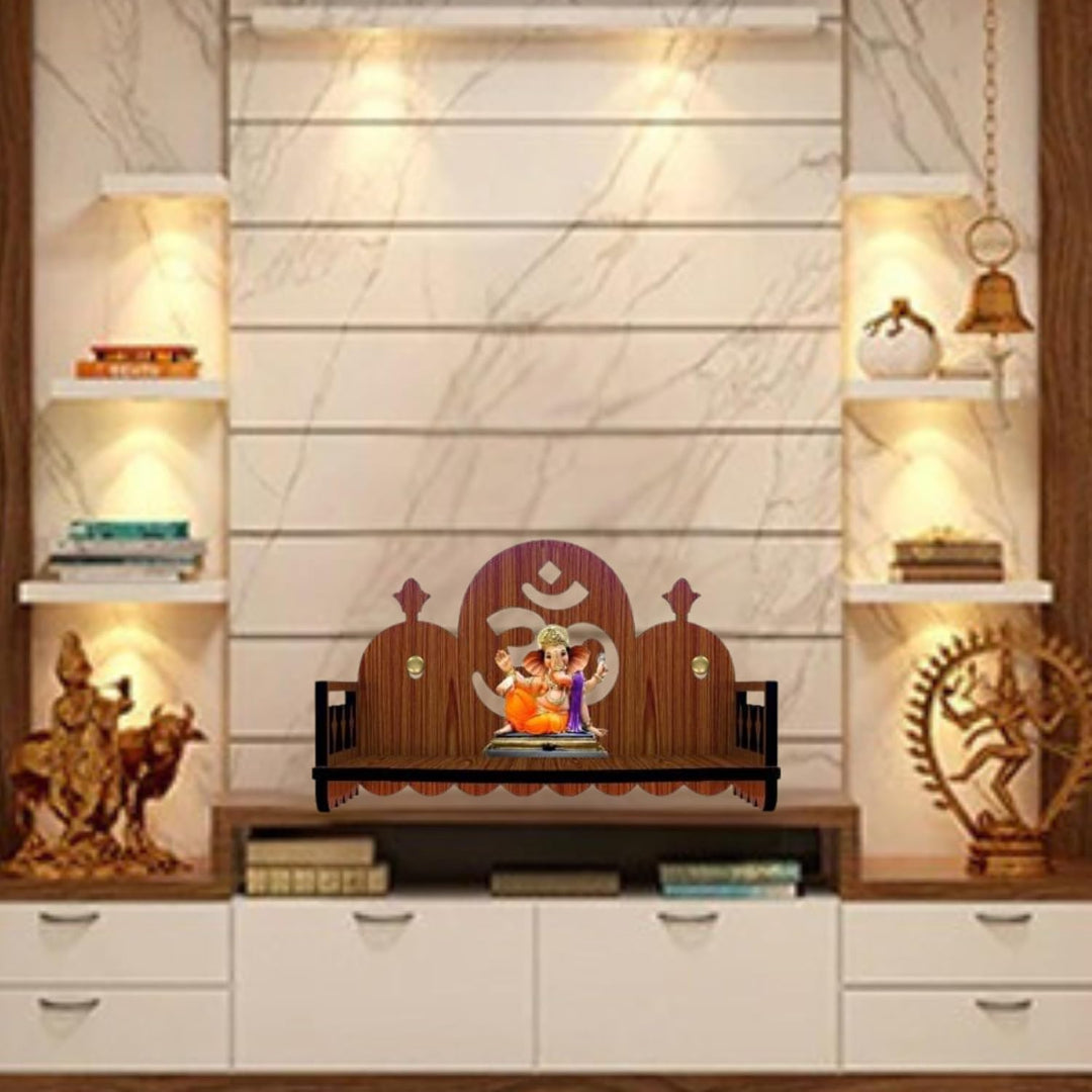 Mini Wooden Mandir for Home – Compact Om Pooja Stand | ASOBO