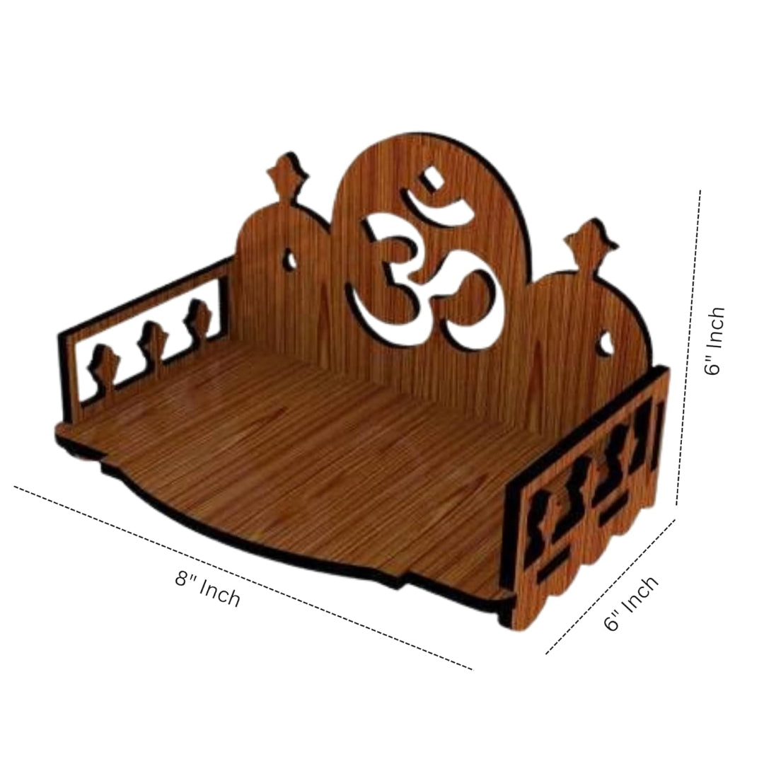 Mini Wooden Mandir for Home – Compact Om Pooja Stand | ASOBO